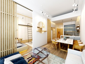 怡然自得的日式風格40平米一居室裝修效果圖