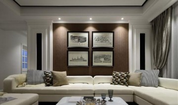 黑白時尚美式風格80平米一居室裝修效果圖