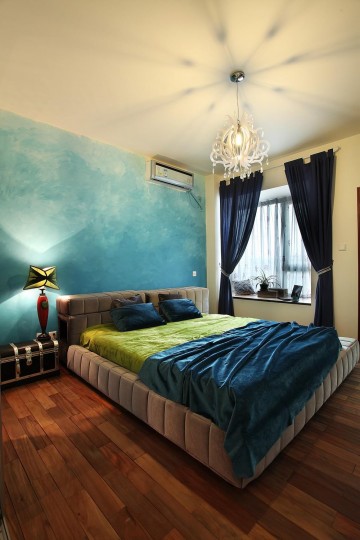 夢幻湖藍的地中海風格60平米公寓裝修效果圖