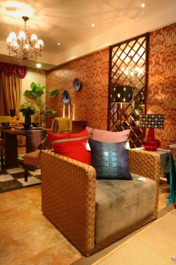 色彩靚麗的東南亞風格80平米二居室裝修效果圖
